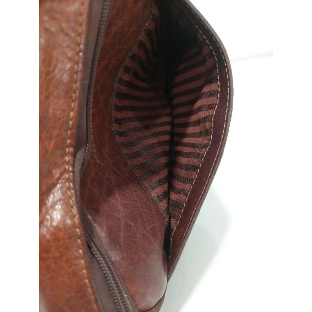 Jack Georges Brown Double Zippered Buffalo Leather Crossbody Bag #7195 EUC